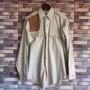 Vintage Outdoors Impression Shirt Mens Medium Khaki Long Sleeve Button Shirt